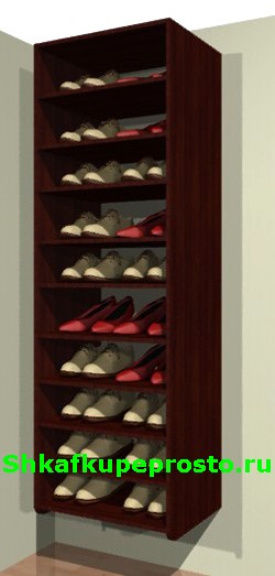 Модуль гардеробной комнаты с полками для обуви